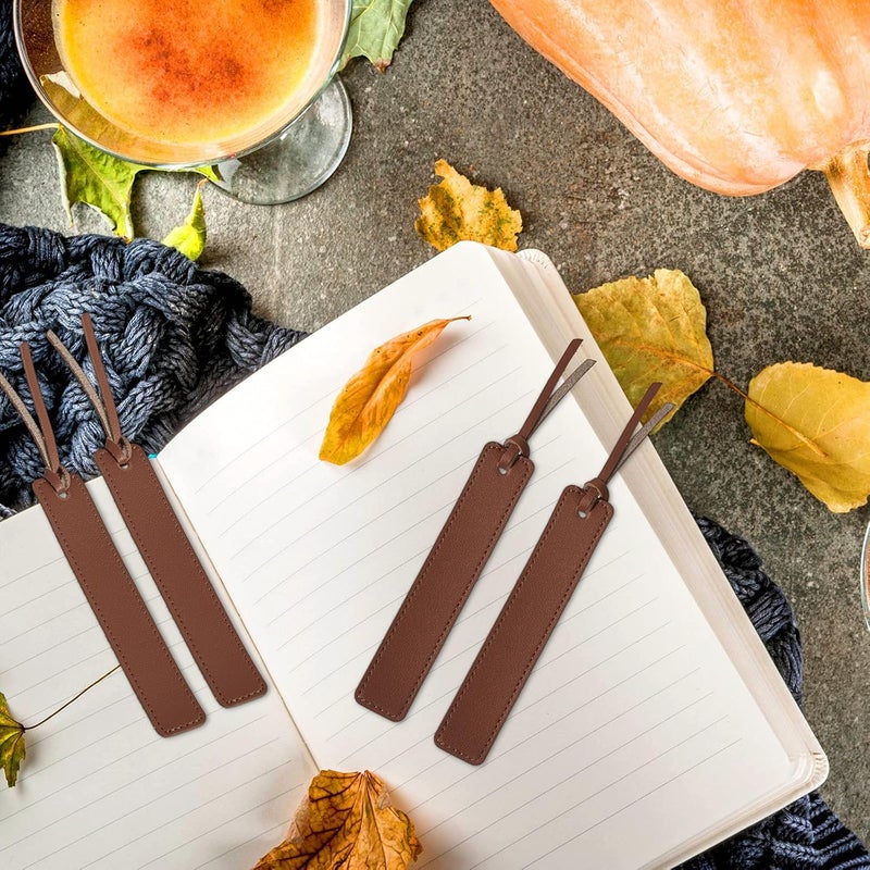 klarako 10 Pieces Leather Bookmarks Handmade Genuine Leather Page Markers Personalized Leather Bookmarks for Book Reading Bookworm Book Lovers Readers Writers Accessories (Brown) - Image 4