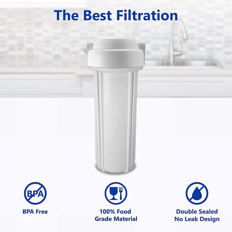 Ocean Drop Water Filter Whole House RO PreFilter Housing for Dirt Sand Slit Rust and ScaleClear White ro Housing 14 Ports White Flat Cap IMPORTEDWHITE6PCSSET wAccessories - Image 2
