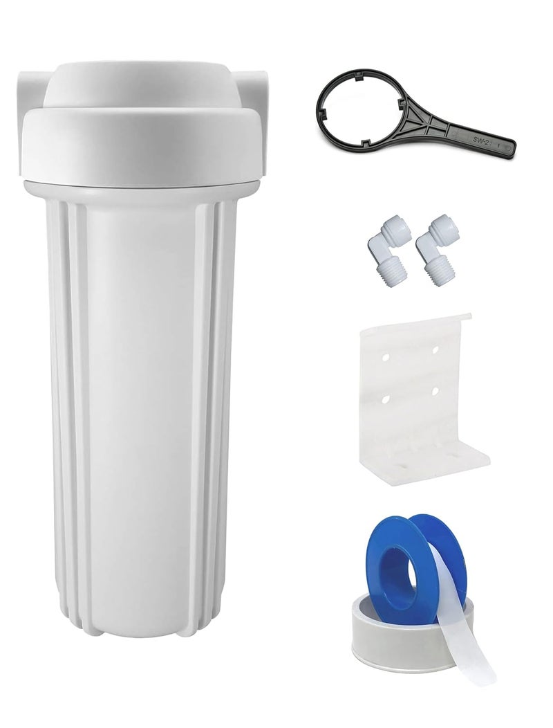 Ocean Drop Water Filter Whole House RO PreFilter Housing for Dirt Sand Slit Rust and ScaleClear White ro Housing 14 Ports White Flat Cap IMPORTEDWHITE6PCSSET wAccessories - Image 1
