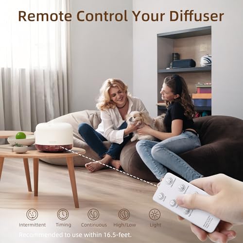 ASAKUKI Essential Oil Diffuser for Home, 500ml Aromatherapy Fragrant Oil Humidifier Vaporizer, 7-Color Light and Auto-Off Safety Switch Reddish-Brown - Image 5