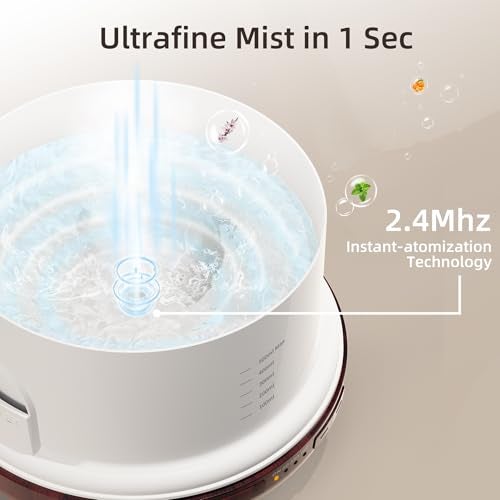 ASAKUKI Essential Oil Diffuser for Home, 500ml Aromatherapy Fragrant Oil Humidifier Vaporizer, 7-Color Light and Auto-Off Safety Switch Reddish-Brown - Image 3