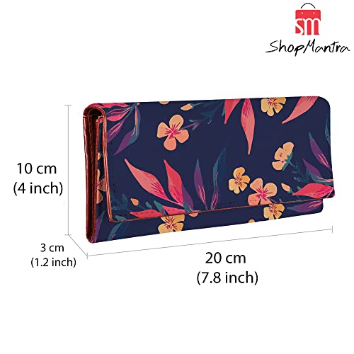 ShopMantra Wallet for Woman | Floral Print | Durable Faux Leather, Slim & Compact Design | Cute Trifold Clutch with Card Slots & Coin Pocket - Image 3