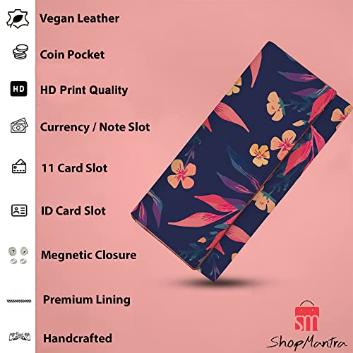 ShopMantra Wallet for Woman | Floral Print | Durable Faux Leather, Slim & Compact Design | Cute Trifold Clutch with Card Slots & Coin Pocket - Image 2