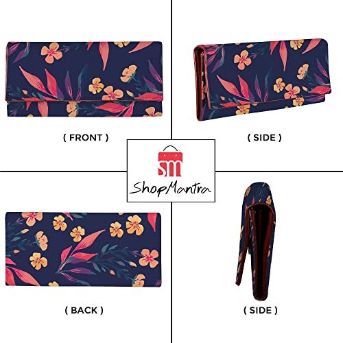 ShopMantra Wallet for Woman | Floral Print | Durable Faux Leather, Slim & Compact Design | Cute Trifold Clutch with Card Slots & Coin Pocket - Image 4