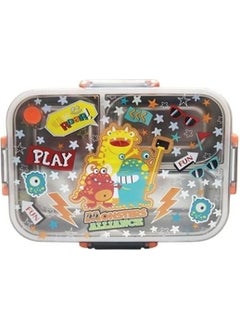 Vest BES0010 Monster Patterned Transparent Lid 3 Compartment 800 ml Steel Lunch Box 