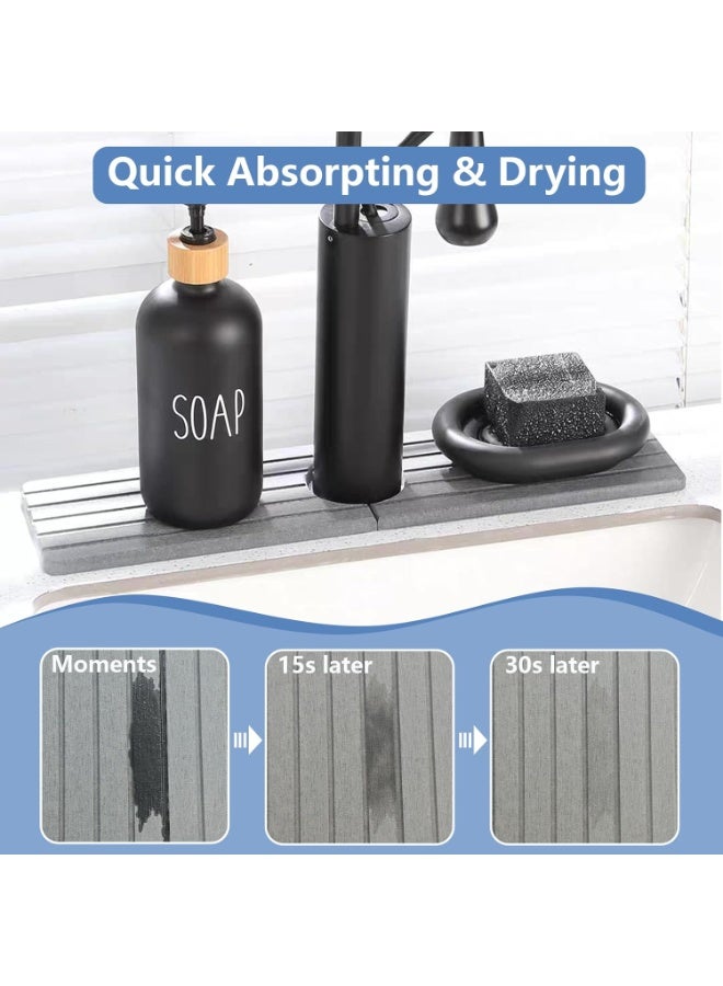 Bukela Diatomite Faucet Mat - Fast Drying Sink Splash Guard Water Absorbing Stone Sink Tray, Instant Faucet Mat for Kitchen & Bathroom Counter to Prevent Moisture Buildup(45*10*0.9cm) - Image 5