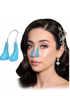 FERNIDA Nose Shaper Clip, Pain-Free Nose Bridge Straightener Corrector, Soft Silicone Nose Slimmer Rhinoplasty Device Nose Up Lifting Clip Beauty Tool (Blue)