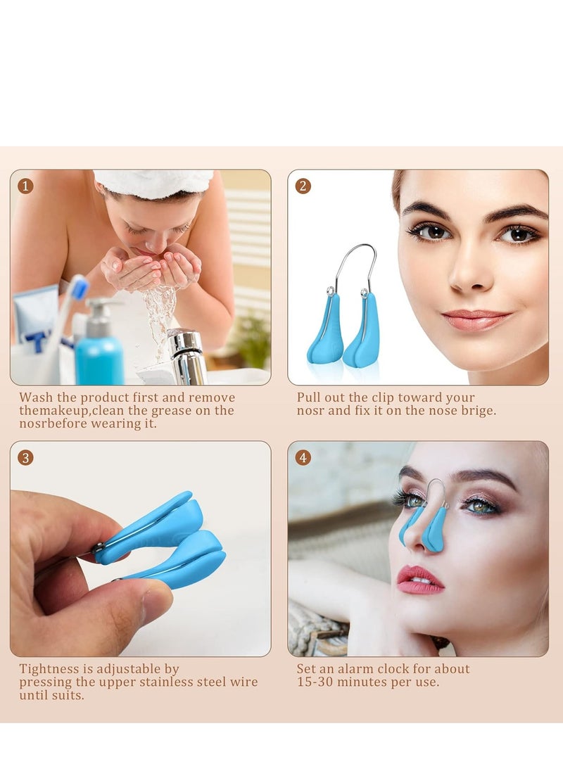Najwa FERNIDA Nose Shaper Clip, Pain-Free Nose Bridge Straightener Corrector, Soft Silicone Nose Slimmer Rhinoplasty Device Nose Up Lifting Clip Beauty Tool (Blue)  - Image 2