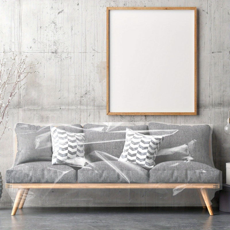 Transparent Sofa Covers PE Double Seat Easy Install Detachable Flexible Safe - Image 5