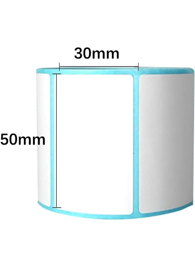 ECVV ملصقات حرارية مباشرة قابلة للطباعة، ملصقات ذاتية اللصق، 1000 قطعة/لفة، 50 مم × 30 مم، رموز شريطية، عنوان، شحن، بريد، فارغة - 2 لفة - Image 3