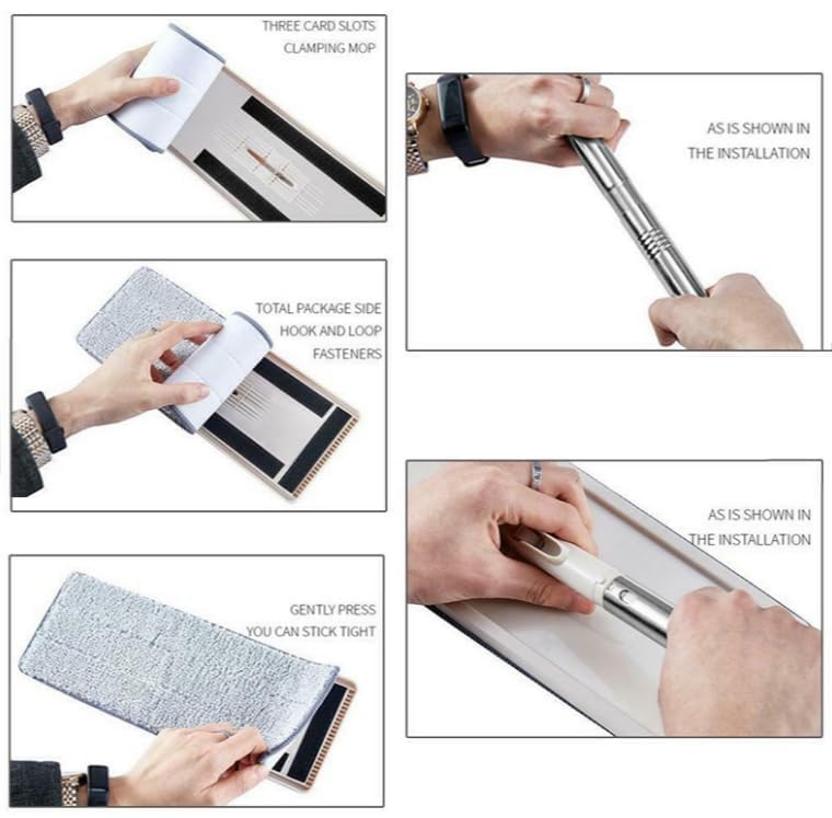 DIANTHE Mop Heavy Quality Floor Mop with Bucket Flexible Kitchen tap Flat Squeeze Cleaning Supplies 360 Flexible Mop Head2 Reusable Pads Clean Home Floor Cleaners - Image 5