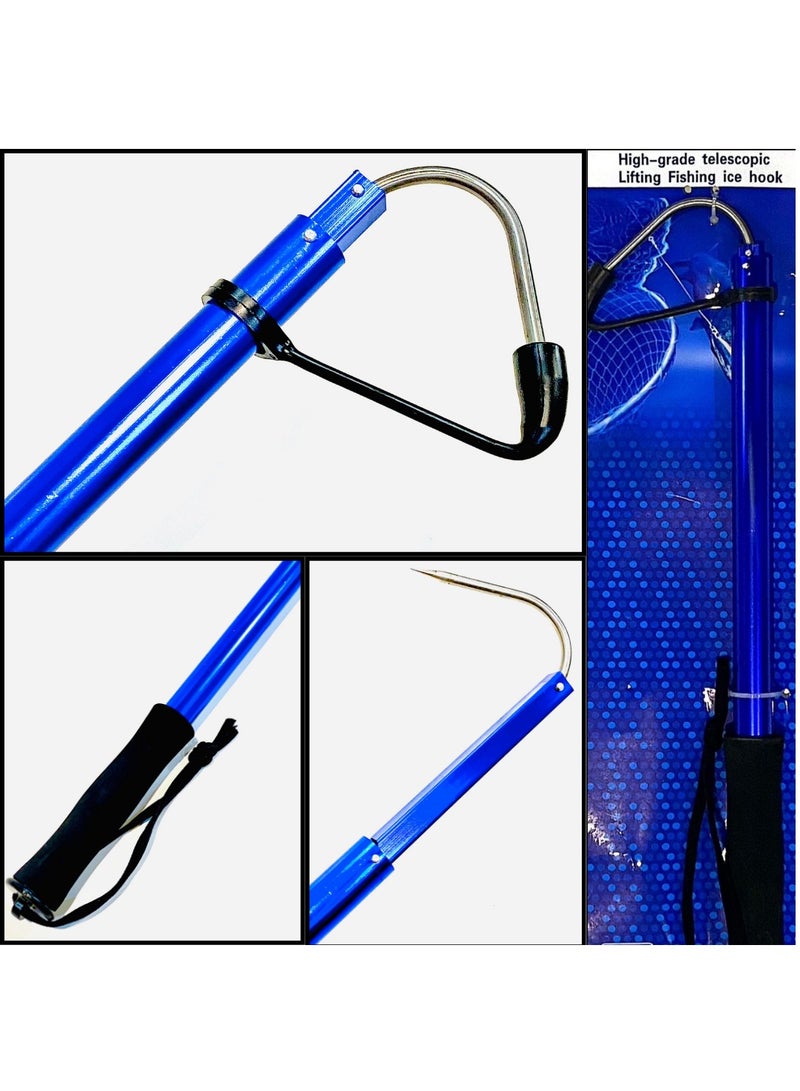 oakura Fishing Spear Hook Tackle Fish Landing  Gaff 120 Cm long Folding 2 Section Extendable Telescopic Pole Handle - Image 1