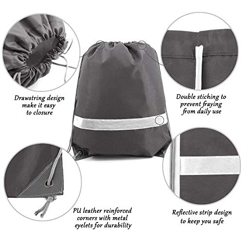 BeeGreen 20-Piece Grey Drawstring Backpacks, Reflective Cinch Sacks, DIY Blank Drawstring Bags for Women and Men, 16.5" L x 13.4" W - Image 4