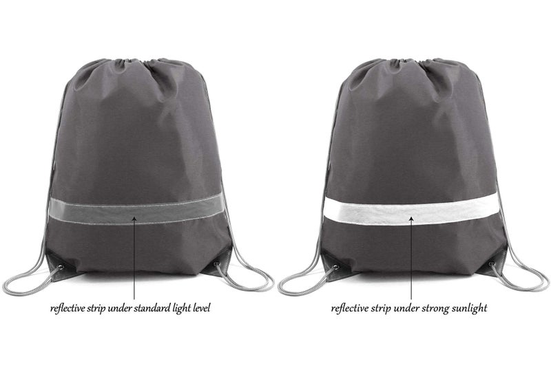 BeeGreen 20-Piece Grey Drawstring Backpacks, Reflective Cinch Sacks, DIY Blank Drawstring Bags for Women and Men, 16.5" L x 13.4" W - Image 5