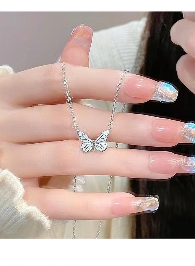 Happy D Butterfly Pendant Necklace for Women Adjustable Dark Luminous Butterfly Necklace,Friend Friendship Party Valentine's Day Mother's Day Jewelry Gift - Image 4