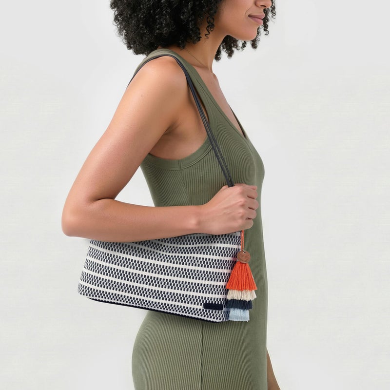 Sakroots Lumi Convertible Crossbody Purse - Women's 3-in-1 Handbag for Everyday & Travel -Small Clutch Bag With Zipper - Black & White Woven - Image 2