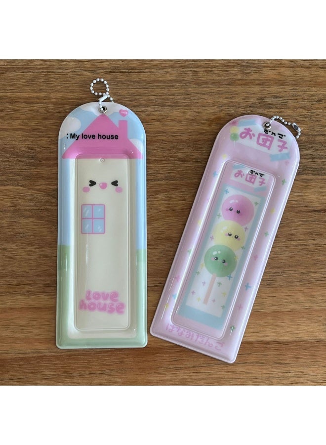 NIBEMINENT 1 - Piece House Life Four Patterns Kpop Photo Card Holder Pendant Key Chain ID Badge Holder ID Card Holder Photo Card Protector for School ID Office ID Access Card for Women Girls - Image 2