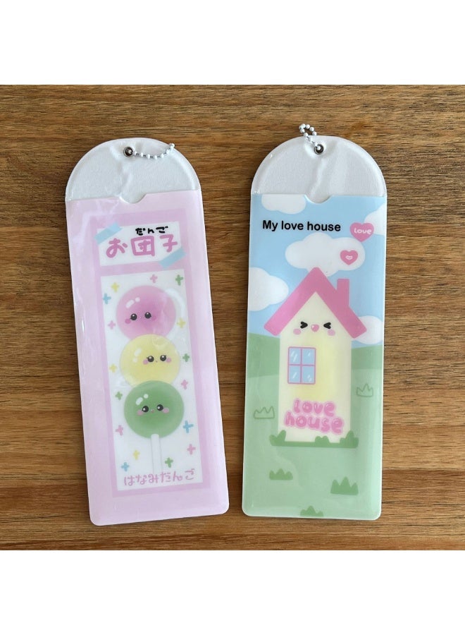 NIBEMINENT 1 - Piece House Life Four Patterns Kpop Photo Card Holder Pendant Key Chain ID Badge Holder ID Card Holder Photo Card Protector for School ID Office ID Access Card for Women Girls - Image 3