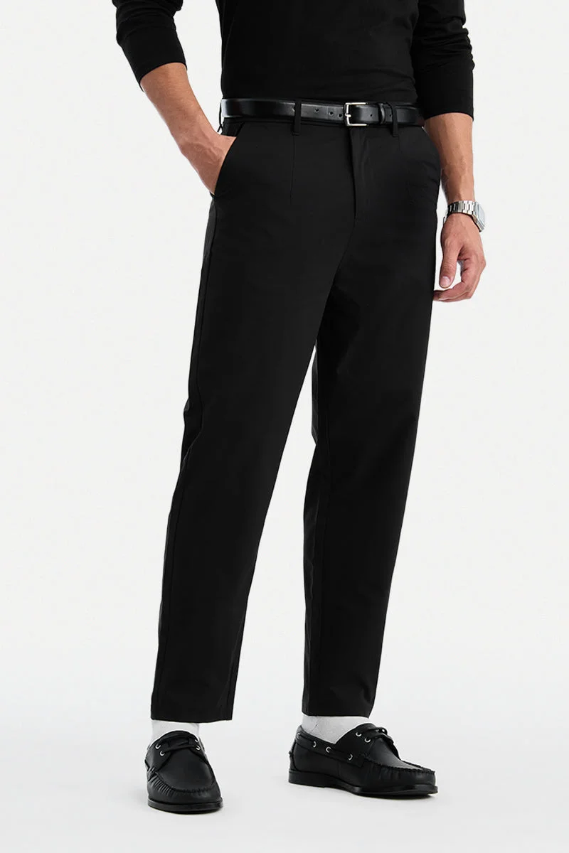 سنيتش Black Solid Regular Fit Casual Trousers