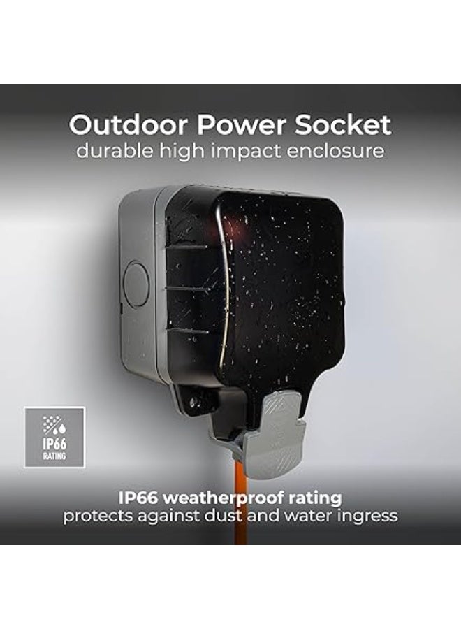 Electrical Outlet – Durable and Safe Design for Gardens, Patios, Garages, and Outdoor Areas – Secure Sealed Cover for Reliable Performance in All Weather Conditions – Elegant Grey Color, One Size, Model WP21-01 - Image 2