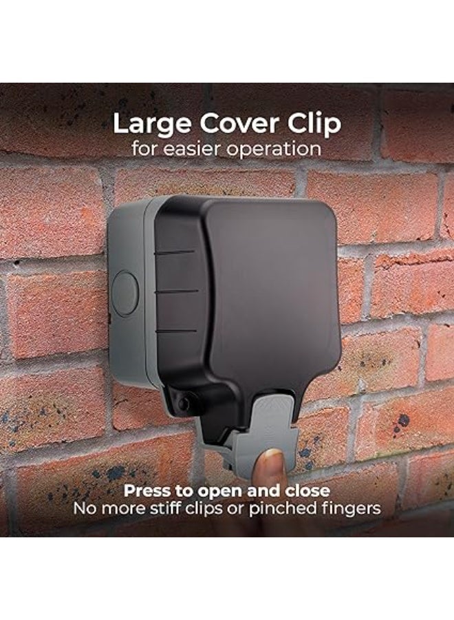 Electrical Outlet – Durable and Safe Design for Gardens, Patios, Garages, and Outdoor Areas – Secure Sealed Cover for Reliable Performance in All Weather Conditions – Elegant Grey Color, One Size, Model WP21-01 - Image 5