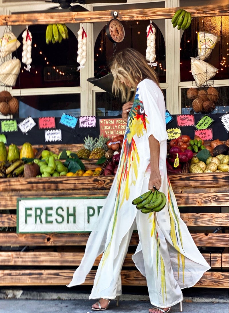 Loquat Floral Print Cardigan Boho Bikini Cover Up Beachwear  - Image 2