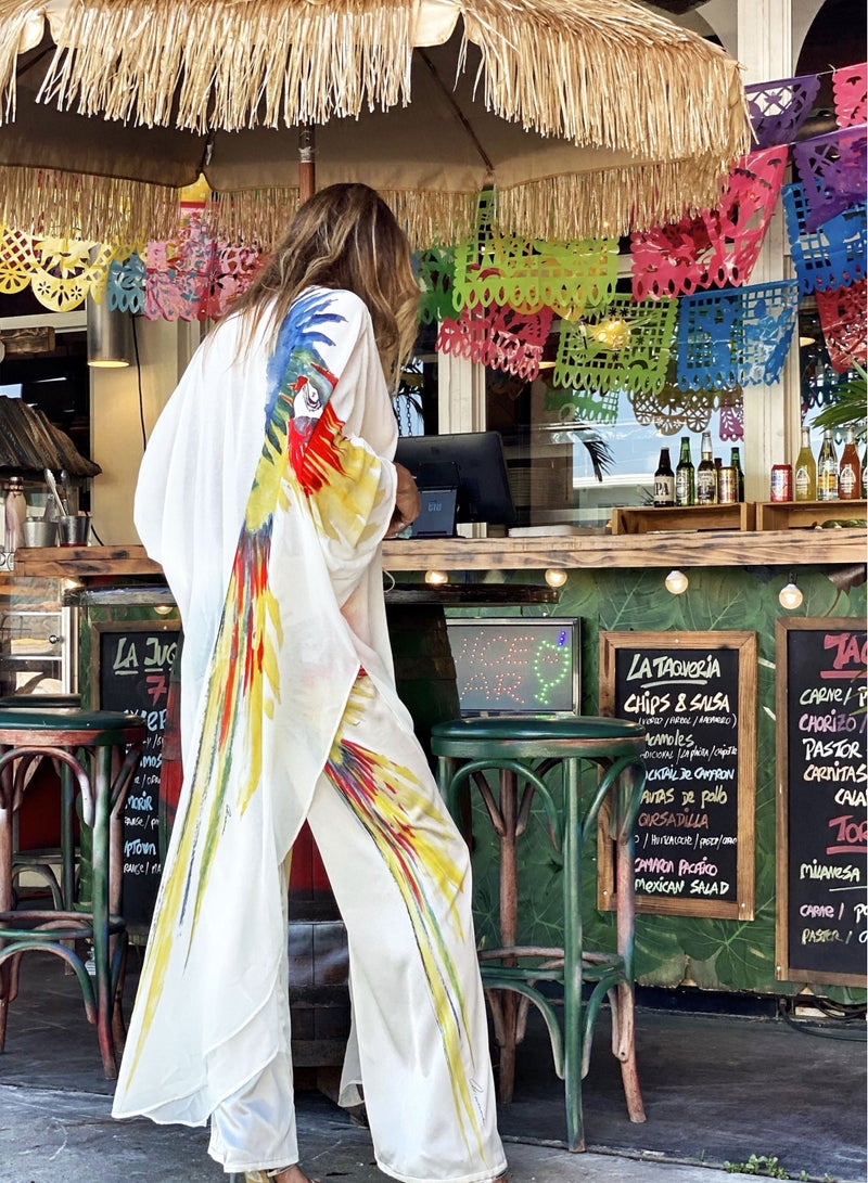 Loquat Floral Print Cardigan Boho Bikini Cover Up Beachwear  - Image 3