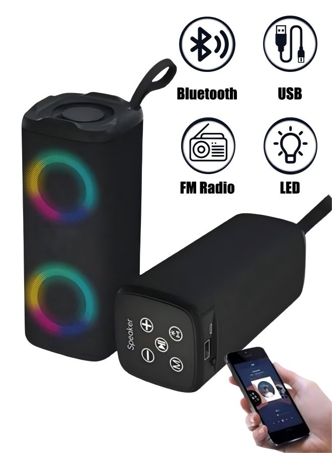 Portable Bluetooth Wireless Speaker with LED Melody with High Volume Stereo Sound Support USB Outdoor RGB Wireless Stereo Round Speaker Surround Sound for Home Party Outdoor Picnic - Image 1
