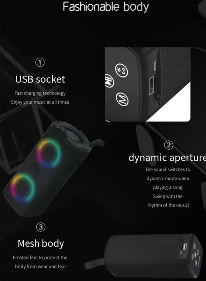 Portable Bluetooth Wireless Speaker with LED Melody with High Volume Stereo Sound Support USB Outdoor RGB Wireless Stereo Round Speaker Surround Sound for Home Party Outdoor Picnic - Image 5