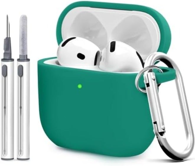 Woyinger Silicone Case Cover for AirPods 4th Gen, Soft Skin, Full Protection, Keychain, Cleaner Kit (Milk Tea) - Image 1