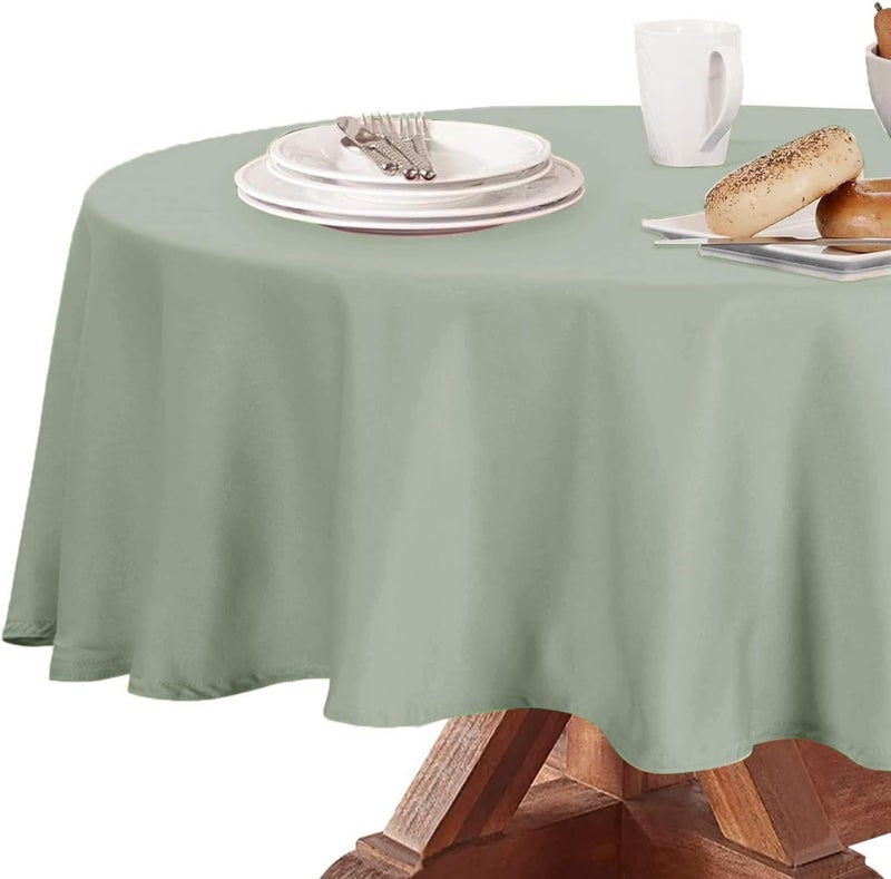 Obstal Global upgraded practical design Sage Green Round Table Cloth - Heavy Duty Water Resistance Polyester Tablecloth, Decorative Fabric Table Cover for Outdoor and Indoor Use, 70 Inch Diameter Defect free upgraded substance - Image 1