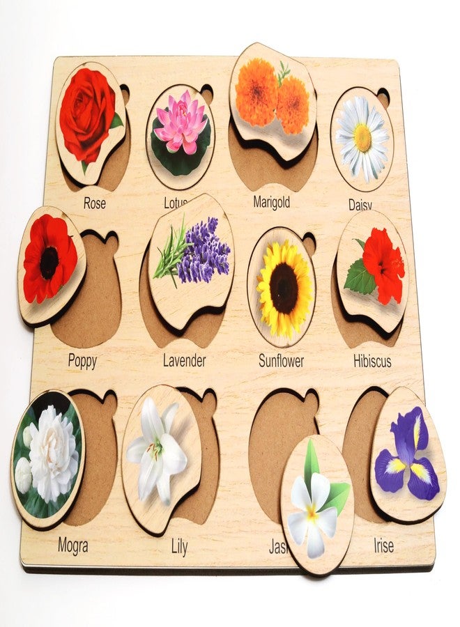 Craftick® Wooden Flowers Puzzle for Child, Wooden Toy Flowers Shape Matching Puzzle Games with Board Games | Kids Baby Toys | Early Learning Educational Toys Puzzle for Kids 3+ Years | Return Gift - Image 3