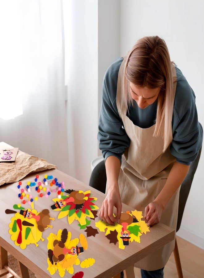 80UncleKimby 16Pcs Thanksgiving Crafts - Fall Turkey DIY Felt Art Kits Bulk for Party - Image 4