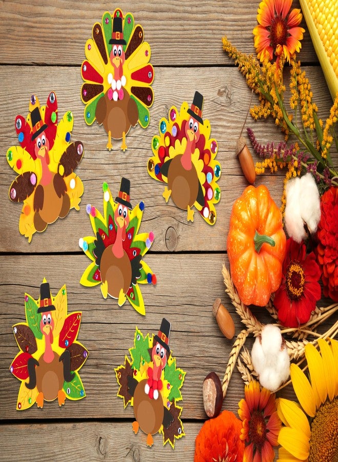 80UncleKimby 16Pcs Thanksgiving Crafts - Fall Turkey DIY Felt Art Kits Bulk for Party - Image 2
