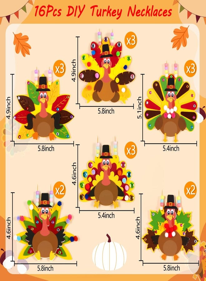 80UncleKimby 16Pcs Thanksgiving Crafts - Fall Turkey DIY Felt Art Kits Bulk for Party - Image 3