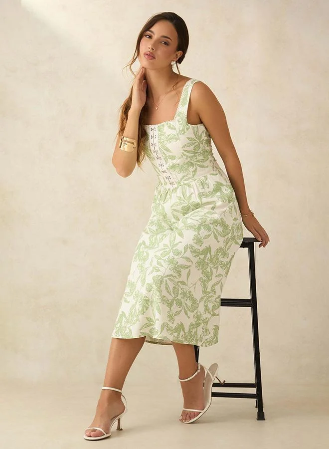 فيرجيو فستان فيرجيو دانتيل كتان بنقشة الزهور