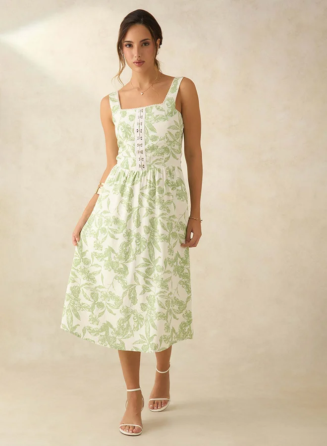 فيرجيو فستان فيرجيو دانتيل كتان بنقشة الزهور