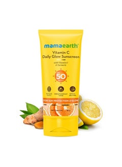 Mamaearth Vitamin C Daily Glow Sunscreen With Vitamin C & Turmeric For Sun Protection & Glow - 80 G | Spf 50 Pa++++ | No White Cast | Lightweight & Non-Sticky | Brightens Skin | For All Skin Types  - Image 1
