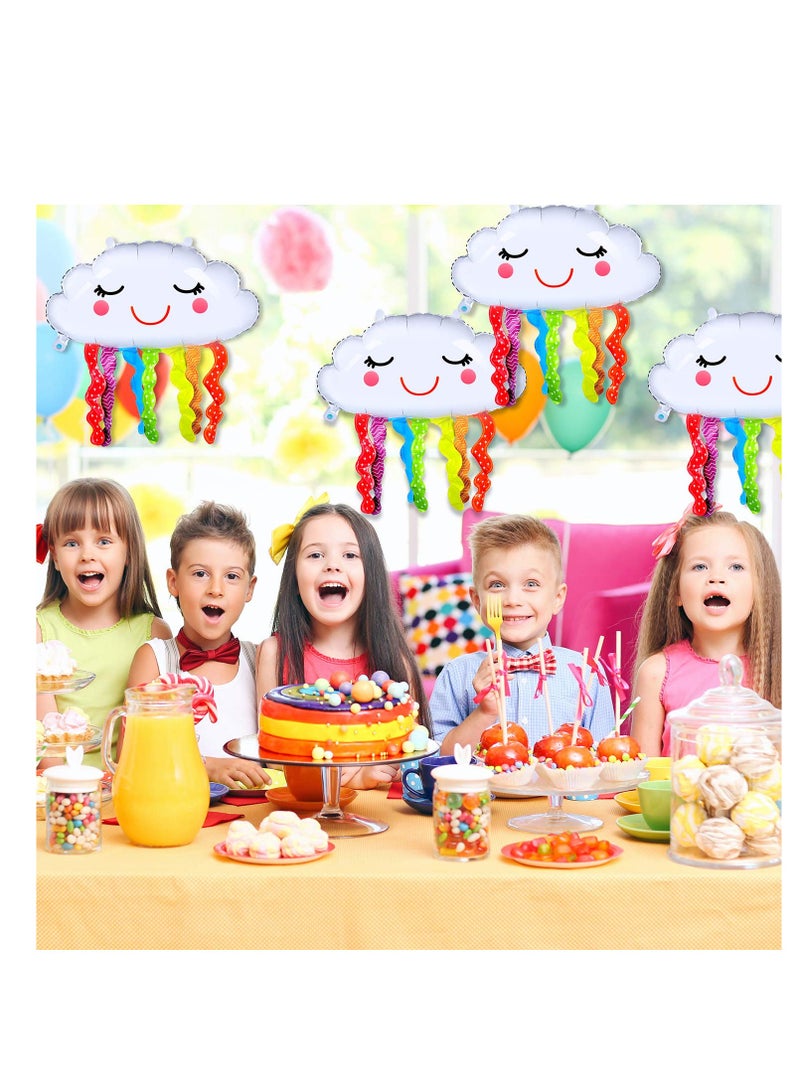 SYOSI ٦ قطع ٣٠ إنش بالونات فويل على شكل سحابة قوس قزح بالونات فويل ميلار بوجه مبتسم بالونات شريطية لزينة حفلات قوس قزح زينة حفلات عيد الميلاد وحفلات استقبال المولود - Image 2