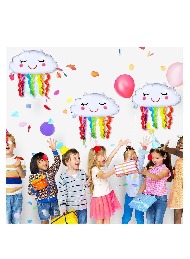 SYOSI ٦ قطع ٣٠ إنش بالونات فويل على شكل سحابة قوس قزح بالونات فويل ميلار بوجه مبتسم بالونات شريطية لزينة حفلات قوس قزح زينة حفلات عيد الميلاد وحفلات استقبال المولود - Image 3