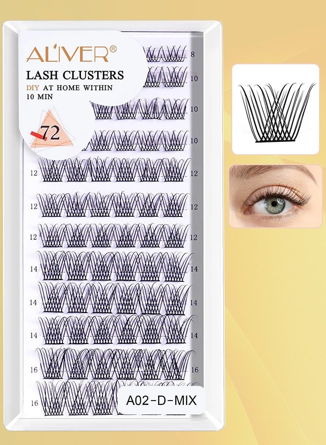 72 Pcs Lash Clusters Eyelash Extensions Wispy False Eyelashes Lash Clusters DIY Eyelash Extensions Individual False Eyelashes for Women 02