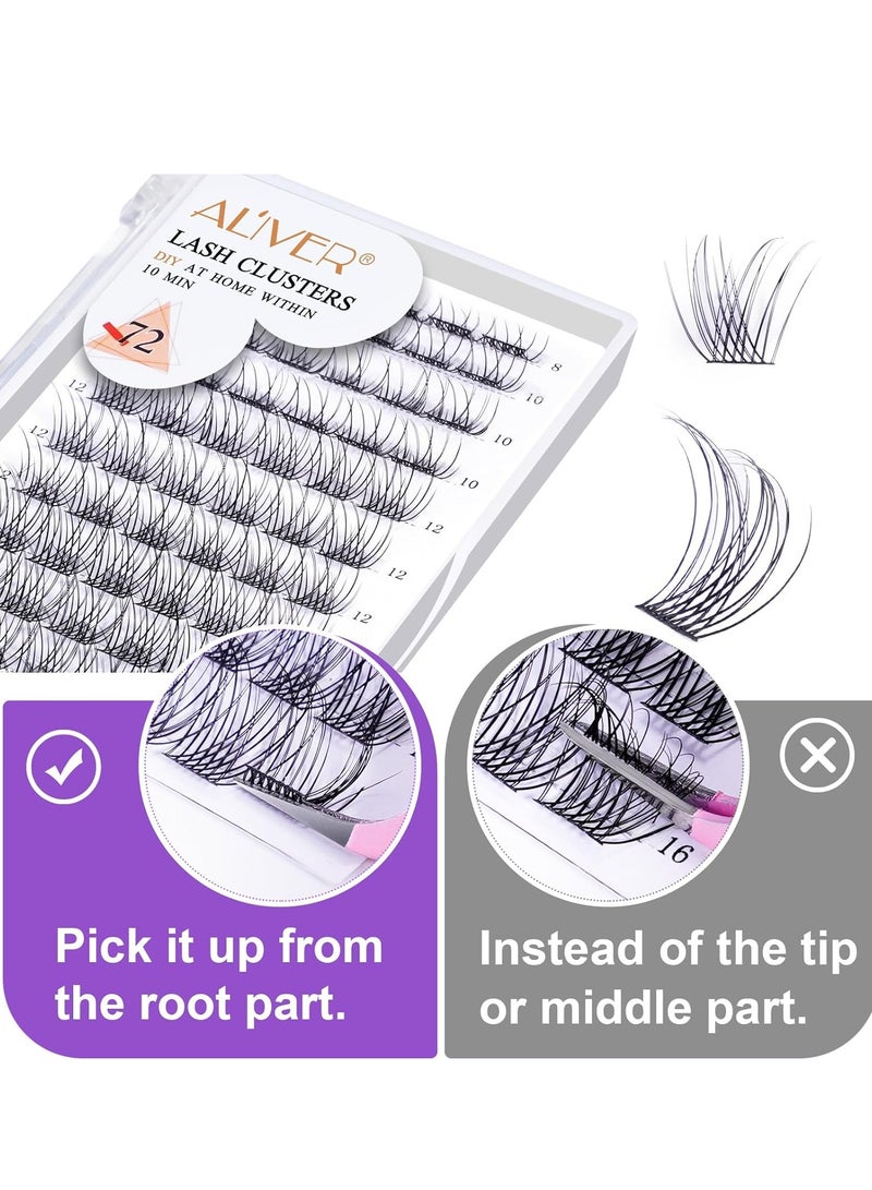 72 Pcs Lash Clusters Eyelash Extensions Wispy False Eyelashes Lash Clusters DIY Eyelash Extensions Individual False Eyelashes for Women 02