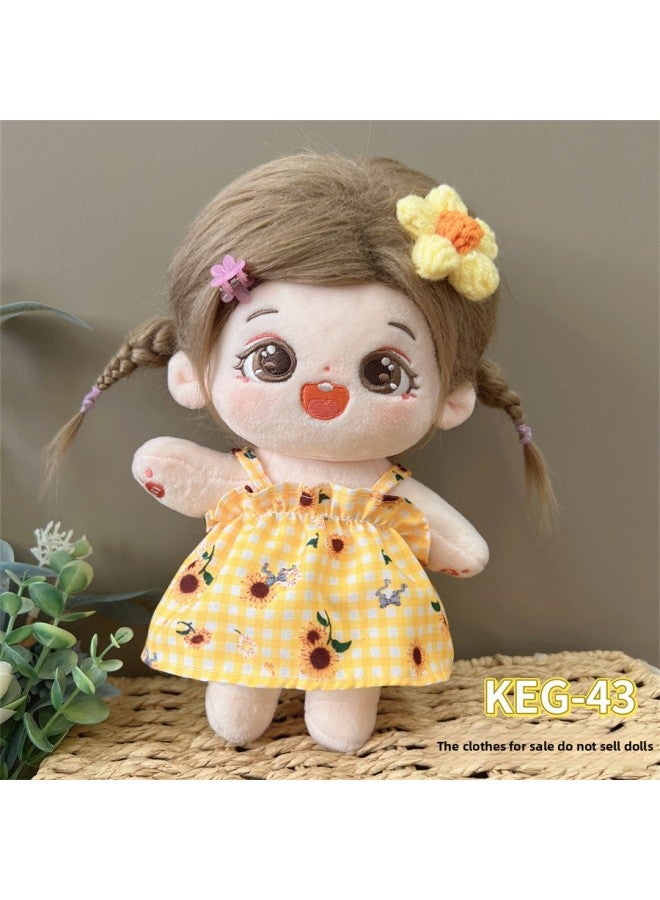 # 20cm Cotton Doll Clothes For Fat Body Can Be Worn Preppy Style Suit Plush Doll Dress Up Cute Baby Clothes Skirt-Color:20cm Cotton Clothes + Headwear (excluding Baby)-Specifications:KEG-43 - Image 1