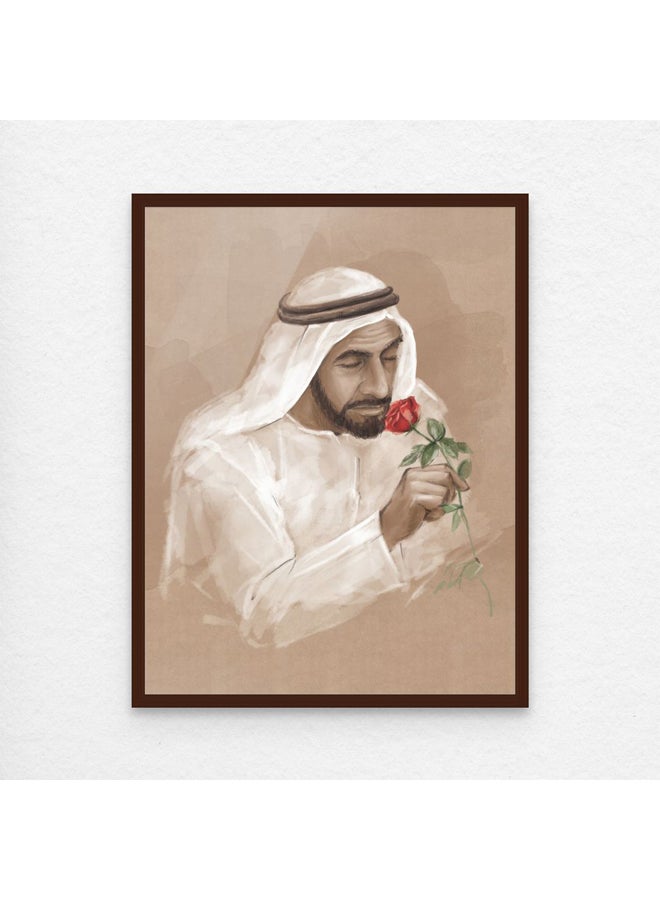 Art Decor Framed Fine Art of Sheikh Zayed Bin Sultan Al Nahyan Portrait UAE Wall Art Print Wall Decor for Home Living Room Office and Gifting - Image 1