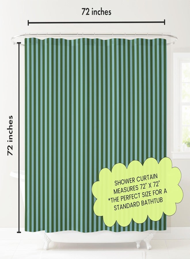 Worthwhile Goods Striped Shower Curtain - Green and Teal Stripes - Modern Coloruful Home Decor - Fabric Shower Curtain for Any Bathroom - 72x72 Inches (Green/Teal Stripes) - Image 4
