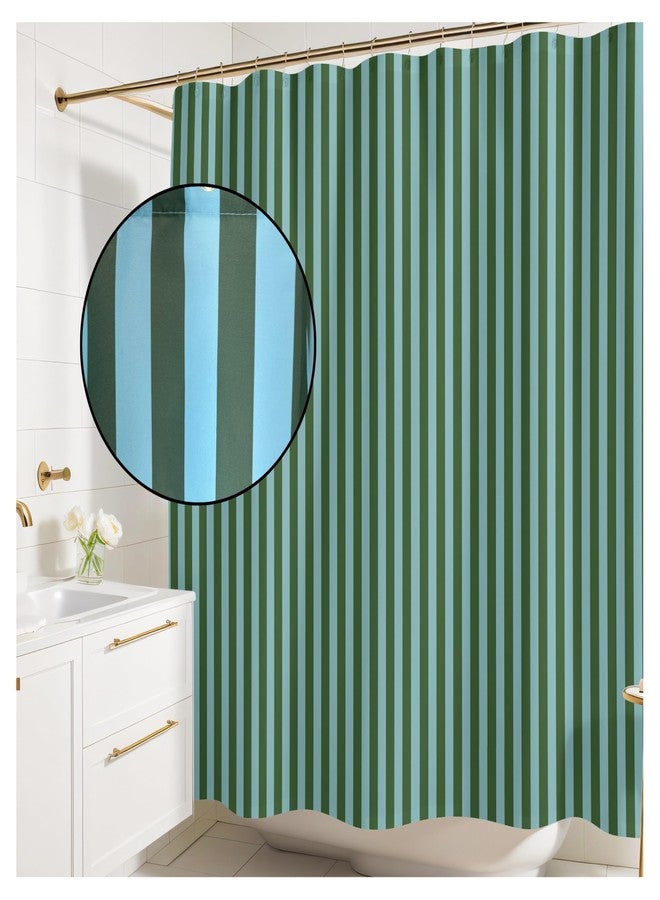 Worthwhile Goods Striped Shower Curtain - Green and Teal Stripes - Modern Coloruful Home Decor - Fabric Shower Curtain for Any Bathroom - 72x72 Inches (Green/Teal Stripes) - Image 2