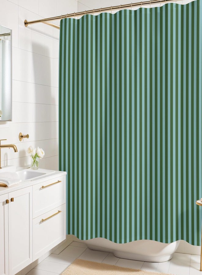 Worthwhile Goods Striped Shower Curtain - Green and Teal Stripes - Modern Coloruful Home Decor - Fabric Shower Curtain for Any Bathroom - 72x72 Inches (Green/Teal Stripes) - Image 1