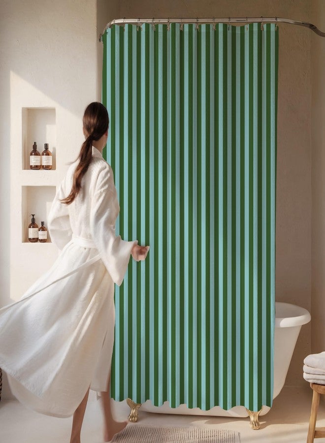 Worthwhile Goods Striped Shower Curtain - Green and Teal Stripes - Modern Coloruful Home Decor - Fabric Shower Curtain for Any Bathroom - 72x72 Inches (Green/Teal Stripes) - Image 3