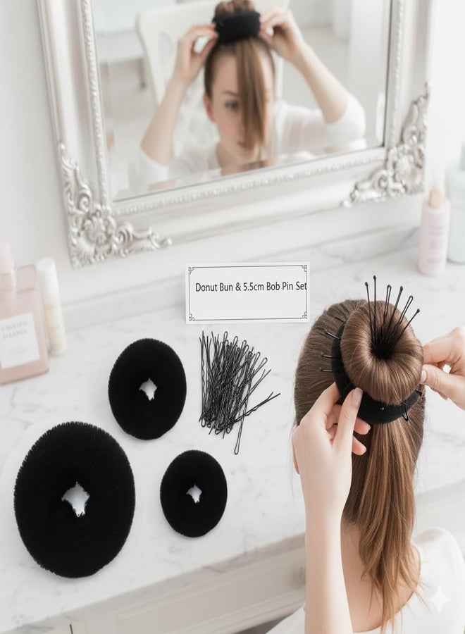 Palmate® Combo Hair Donut Bun Maker And Juda Pins Set, 3 different size Hair Donut Buns and 50 pcs 5.5 cm Bob pins I Ideal for Girls & Women - Image 3