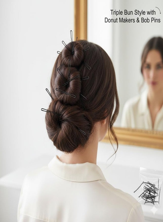 Palmate® Combo Hair Donut Bun Maker And Juda Pins Set, 3 different size Hair Donut Buns and 50 pcs 5.5 cm Bob pins I Ideal for Girls & Women - Image 4